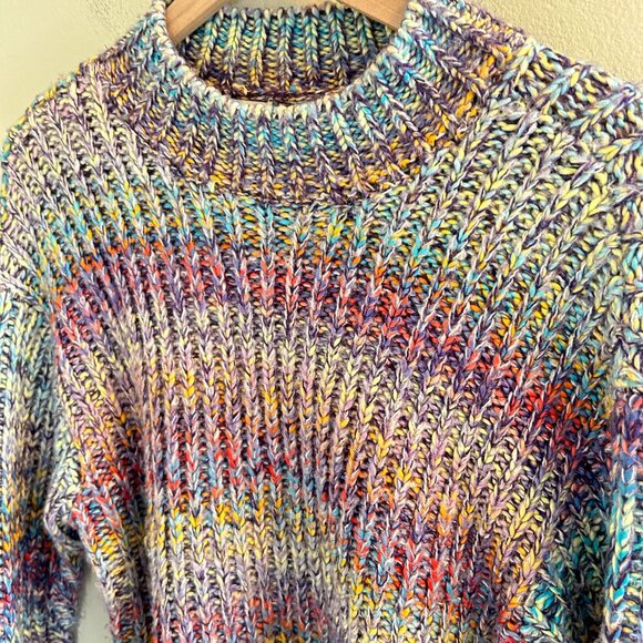 RD Style Warm Intentions Multi Color Mock Neck Sweater Size Medium Rainbow Cozy - Picture 3 of 9